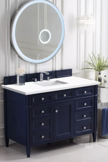 Brittany 48" Single Vanity, Victory Blue w/ 3 CM White Zeus Quartz Top - Image 3