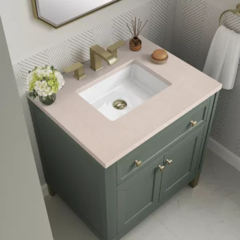 Chicago 30" Single Vanity, Smokey Celadon w/ 3 CM Eternal Marfil Top - Image 3