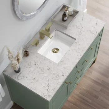 Chicago 48" Single Vanity, Smokey Celadon w/ 3 CM Eternal Jasmine Pearl Top - Image 5