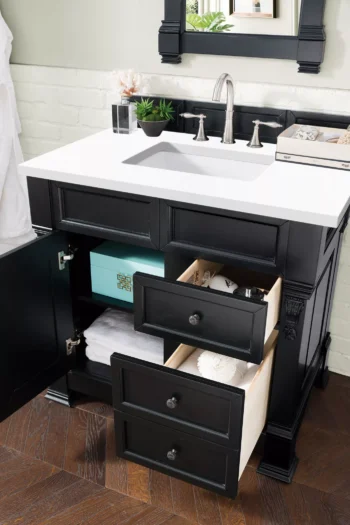 Brookfield 36" Single Vanity, Antique Black w/ 3 CM White Zeus Quartz Top - Image 4