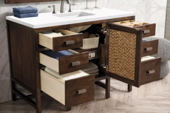 Addison 48" Single Vanity, Mid-Century Acacia w/ 3 CM White Zeus Quartz Top - Image 4