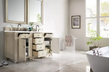 Bristol 60" Double Vanity, Vintage Vanilla w/ 3 CM White Zeus Quartz Top - Image 4