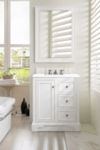 De Soto 30" Single Vanity, Bright White w/ 3 CM White Zeus Quartz Top - Image 2