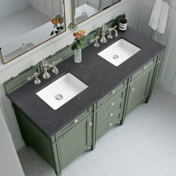 Brittany 60" Double Vanity, Smokey Celadon w/ 3 CM Charcoal Soapstone Top - Image 4