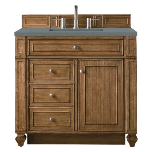 Bristol 36″ Single Vanity, Saddle Brown w/ 3 CM Cala Blue Top
