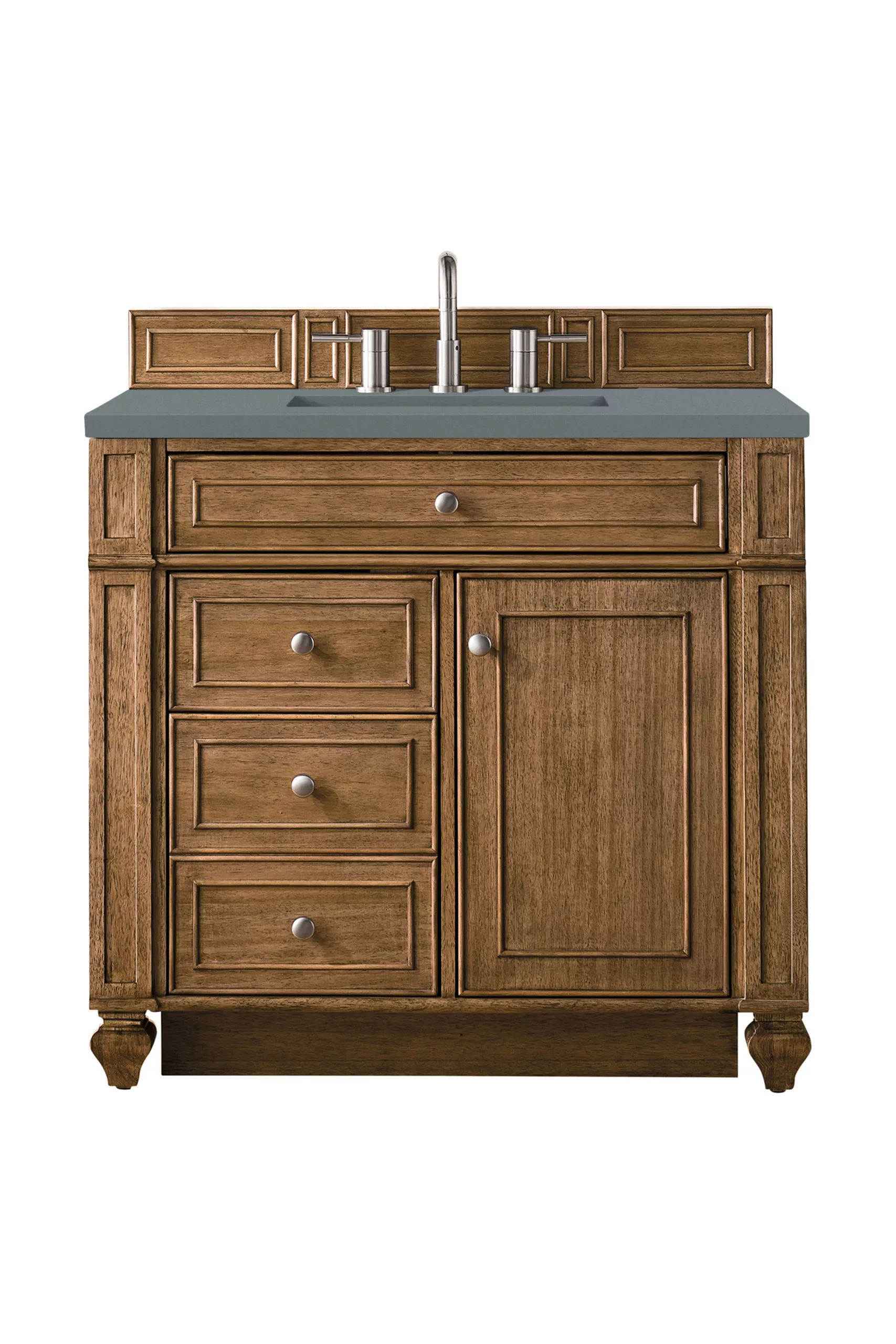 Bristol 36" Single Vanity, Saddle Brown w/ 3 CM Cala Blue Top