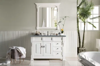 Brookfield 48" Single Vanity, Bright White w/ 3 CM Cala Blue Quartz Top - Image 2