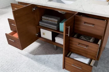 Metropolitan 60" Single Vanity, American Walnut w/ 3 CM Eternal Jasmine Pearl Quartz Top - Image 4