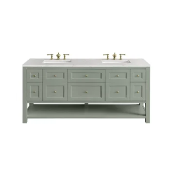Breckenridge 72" Double Vanity, Smokey Celadon w/ 3 CM Eternal Jasmine Pearl Top