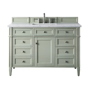 Brittany 48″ Single Vanity, Sage Green w/ 3 CM Carrara Marble Top