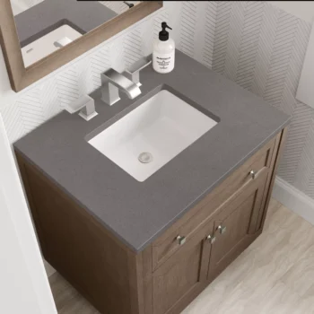 Chicago 30" Single Vanity, Whitewashed Walnut w/ 3 CM Grey Expo Quartz Top - Image 7