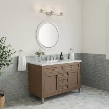Chicago 48" Single Vanity, Whitewashed Walnut w/ 3 CM Ethereal Noctis Quartz Top - Image 4