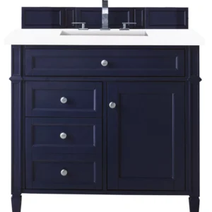 Brittany 36″ Single Vanity, Victory Blue w/ 3 CM White Zeus Quartz Top