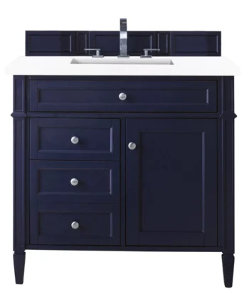 Brittany 36" Single Vanity, Victory Blue w/ 3 CM White Zeus Quartz Top