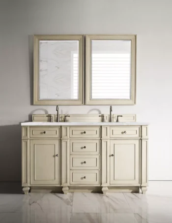 Bristol 60" Double Vanity, Vintage Vanilla w/ 3 CM Eternal Jasmine Pearl Top - Image 2