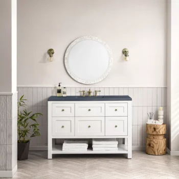 Breckenridge 48" Single Vanity, Bright White w/ 3 CM Charcoal Soapstone Top - Image 2