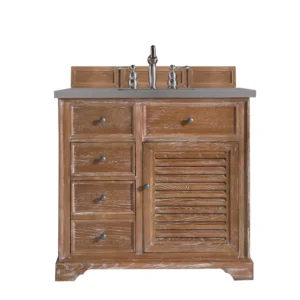 Savannah 36″ Single Vanity, Driftwood w/ 3 CM Grey Expo Top