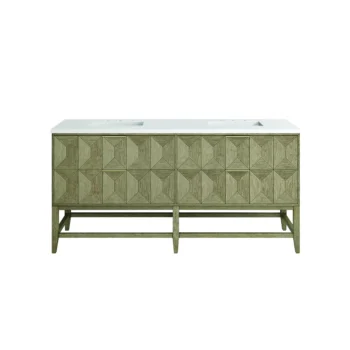 Emmeline 72" Double Vanity, Pebble Oak w/ 3 CM White Zeus Top