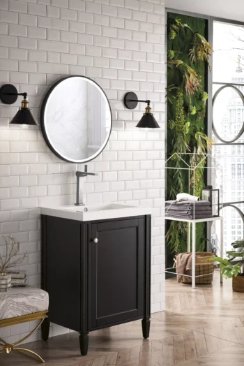 Britannia 24" Single Vanity, Black Onyx w/ White Glossy Composite Stone Top - Image 3