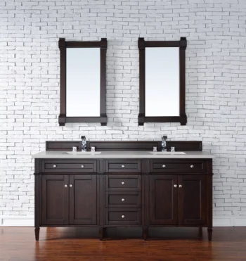 Brittany 72" Double Vanity, Burnished Mahogany w/ 3 CM Eternal Serena Quartz Top - Image 2