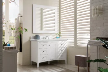 Palisades 48" Single Vanity, Bright White w/ 3 CM Ethereal Noctis Quartz Top - Image 3