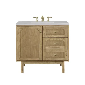 Laurent 36″ Single Vanity, Light Natural Oak w/ 3 CM Eternal Serena Top