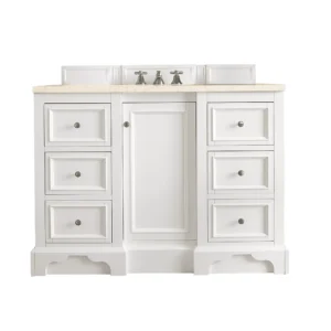 De Soto 48″ Single Vanity, Bright White w/ 3 CM Eternal Marfil Quartz Top