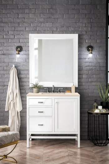 Addison 36" Single Vanity, Glossy White w/ 3 CM Eternal Marfil Top - Image 2