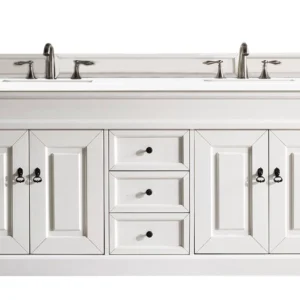 Brookfield 72″ Double Vanity, Bright White w/ 3 CM White Zeus Quartz Top