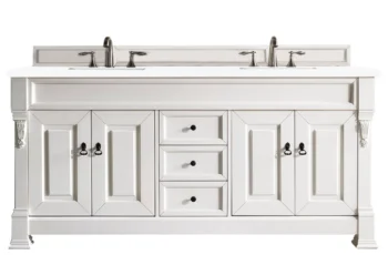 Brookfield 72" Double Vanity, Bright White w/ 3 CM White Zeus Quartz Top