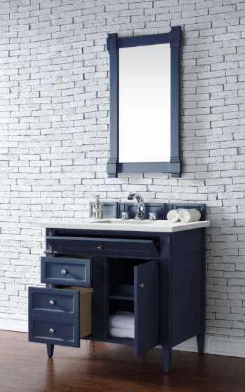 Brittany 36" Single Vanity, Victory Blue w/ 3 CM Ethereal Noctis Quartz Top - Image 4