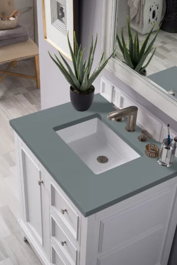 De Soto 30" Single Vanity, Bright White w/ 3 CM Cala Blue Top - Image 3