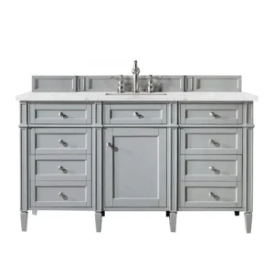 Brittany 60″ Single Vanity, Urban Gray w/ 3 CM Eternal Jasmine Pearl Quartz Top
