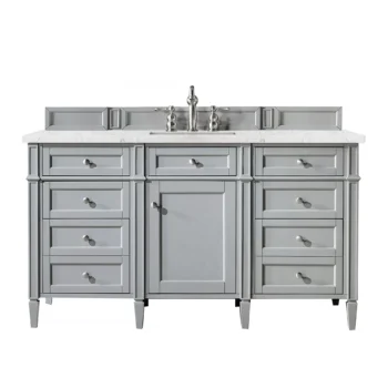 Brittany 60" Single Vanity, Urban Gray w/ 3 CM Eternal Jasmine Pearl Quartz Top