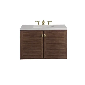 Amberly 36" Single Vanity, Mid-Century Walnut w/ 3 CM Eternal Serena Top - Image 2