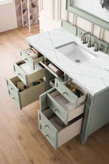 Brittany 48" Single Vanity, Sage Green w/ 3 CM Ethereal Noctis Quartz Top - Image 4