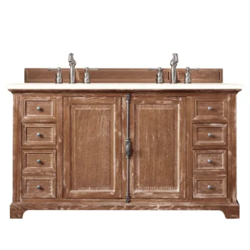 Providence 60" Double Vanity, Driftwood w/ 3 CM Eternal Marfil Quartz Top