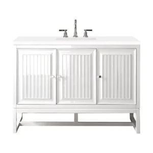 Athens 48″ Single Vanity, Glossy White w/ 3 CM White Zeus Quartz Top