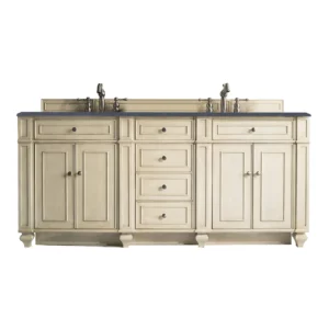 Bristol 72″ Double Vanity, Vintage Vanilla w/ 3 CM Charcoal Soapstone Quartz Top