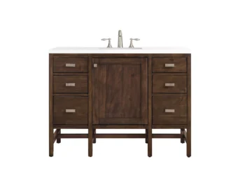 Addison 48" Single Vanity, Mid-Century Acacia w/ 3 CM White Zeus Quartz Top