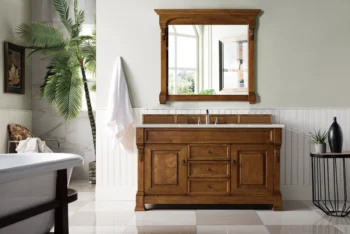 Brookfield 60" Single Vanity, Country Oak w/ 3 CM Eternal Serena Quartz Top - Image 2