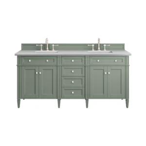 Brittany 72″ Double Vanity, Smokey Celadon w/ 3 CM Arctic Fall Top
