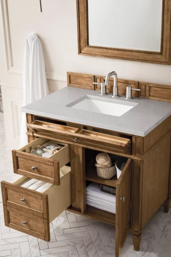 Brittany 36" Single Vanity, Saddle Brown w/ 3 CM Eternal Serena Quartz Top - Image 4