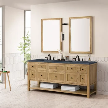 Breckenridge 72" Double Vanity, Light Natural Oak w/ 3 CM Charcoal Soapstone Top - Image 4