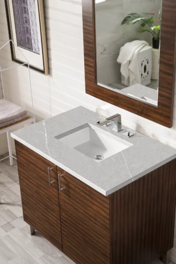 Metropolitan 36" Single Vanity, American Walnut w/ 3 CM Eternal Serena Quartz Top - Image 2