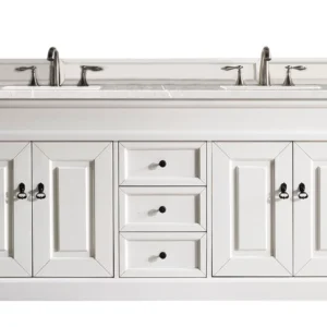 Brookfield 72″ Double Vanity, Bright White w/ 3 CM Eternal Serena Quartz Top