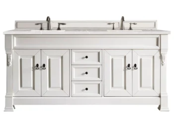 Brookfield 72" Double Vanity, Bright White w/ 3 CM Eternal Serena Quartz Top