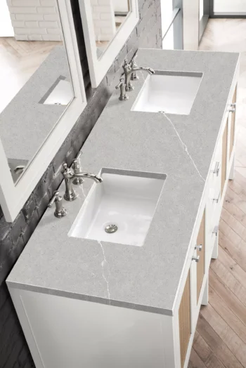 Addison 72" Double Vanity, Glossy White w/ 3 CM Eternal Serena Top - Image 2