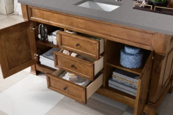 Brookfield 60" Single Vanity, Country Oak w/ 3 CM Grey Expo Quartz Top - Image 4