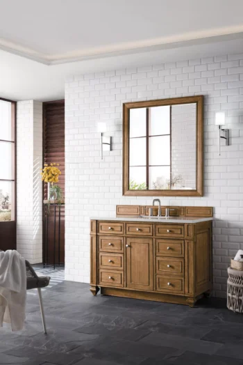 Bristol 48" Single Vanity, Saddle Brown w/ 3 CM Eternal Serena Quartz Top - Image 3